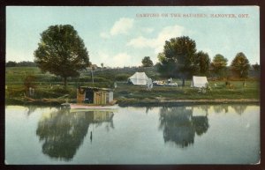 h2393 - HANOVER Ontario Postcard 1909 Saugeen River Camping by Taylor