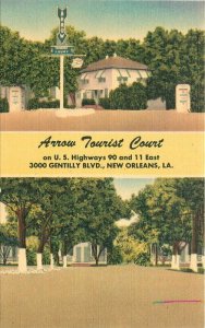 Arrow Tourist Court New Orleans Louisiana Roadside Goldsmith 1940s Postcard 9475