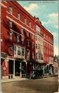 Street View of Manchester House Hotel Manchester NH c1915 Vintage Postcard D71