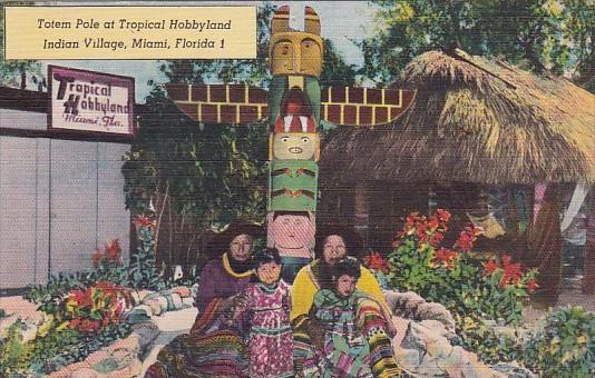 Indian Totem Pole At Tropical Hobbyland Indian Village Miami Florida