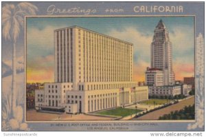 Greetings From California Post Office Federal Building and City Hall Los Ange...