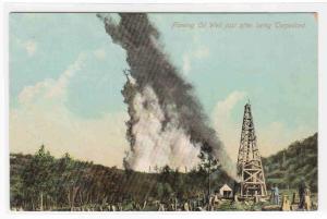 Flowing Oil Well Just After Being Torpedoed #2 1910c postcard