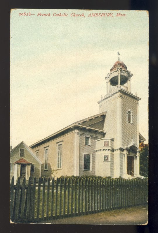 Amesbury, Massachusetts/MA/Mass Postcard, French Catholic Church, 1908!
