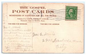 1913 O Lord Thou Art My God, Is. 25:1, Tremont Temple, Boston, MA Postcard