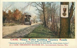 Case Steam Roller Country Roads Racine Wisconsin C-1910 Postcard 20-1974