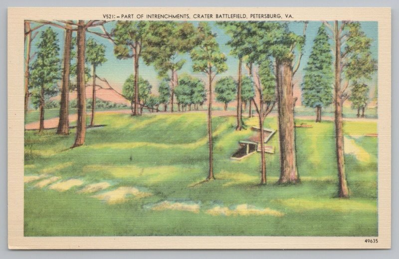 Military~Part Of Entrenchments Crater Battlefield~Petersburg VA~Vintage Postcard 