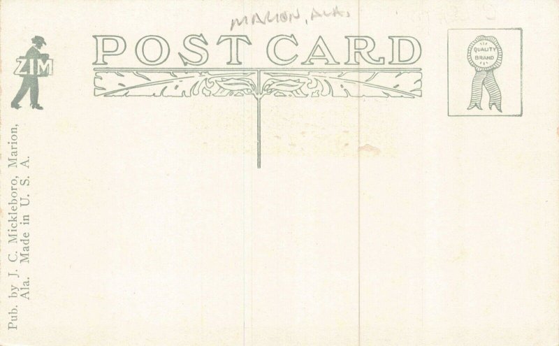 Postcard Masonic Temple in Marion, Alabama