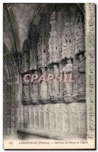 Old Postcard Landivisiau (Finistere) Interior of I Church Porch