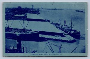 J92/ Galveston Texas Postcard c1910 Wharf Ships Looking from Pier 515