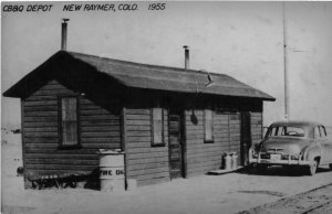 J19/ New Raymer Colorado RPPC Postcard c1955 CB&Q Railroad Depot 125