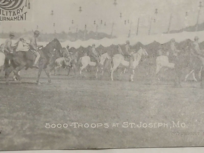 Postcard US Army Military Tournament Cavalry Exhibition C1908 St Joseph MO 1044