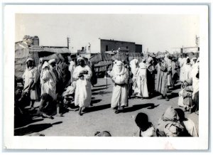 1939 Street Musicians Bazaar Peddlers Casablanca Morocco RPPC Photo Postcard