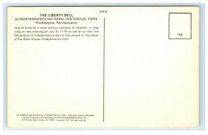 Postcard The Liberty Bell, Philadelphia, PA - American Bicentennial flag C25