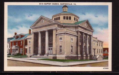 Virginia unused linen era colour Postcard Baptist Church, Martinsville