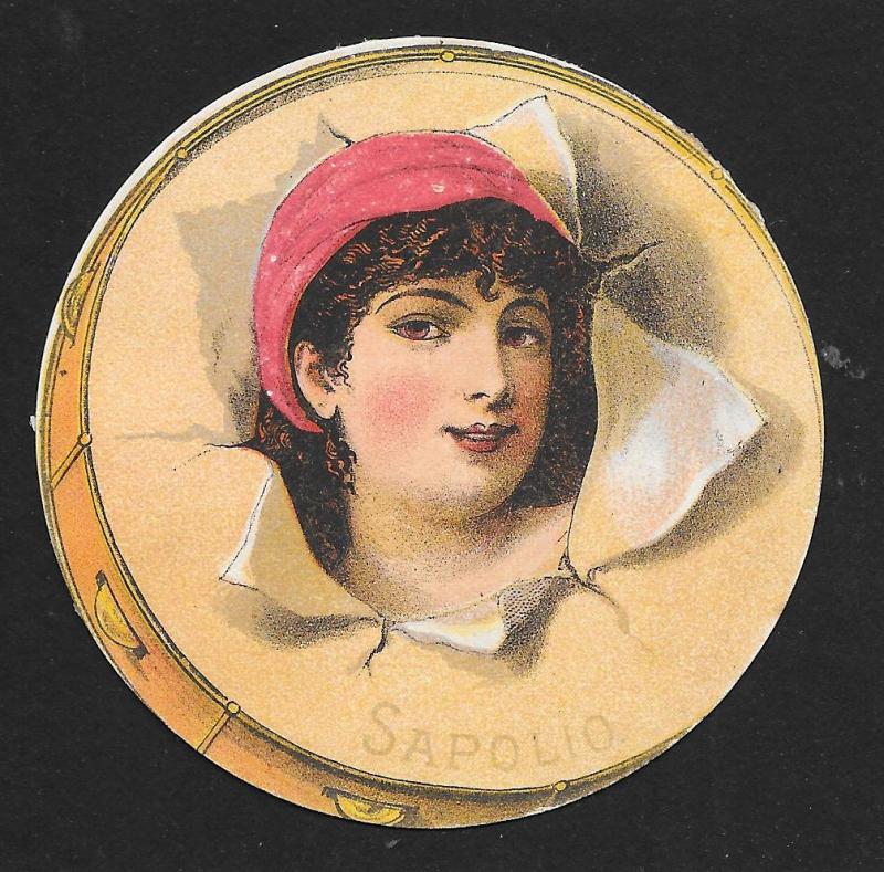 VICTORIAN TRADE CARD Sapolio Spanish Lady Bursting out of Tambourine