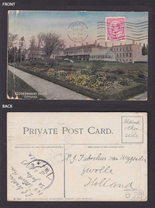Postcard, CANADA, Ottawa, Government House
