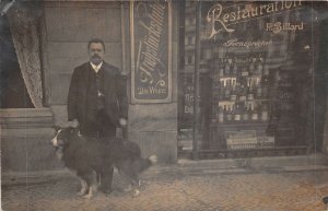 Lot124 man shop dog real photo restauration div weine germany  billiards berlin