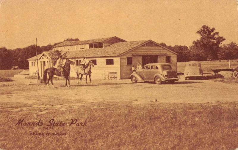 Mounds State Park Indiana Riding Academy Street View Antique Postcard K100290