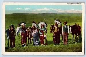 Parker South Dakota SD Postcard Sioux Indian Chiefs Native American 1948 Antique