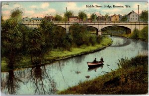 Middle Street Bridge, Kenosha WI c1910 Vintage Postcard V02