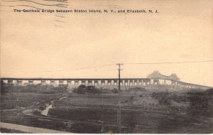 c.'36, Goethals Bridge, Elizabeth NJ and  Staten Island, NY, Msg, Old Postcard