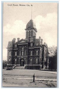 c1908's Court  House Building Tower Dirt Road Webster City Iowa Antique Postcard