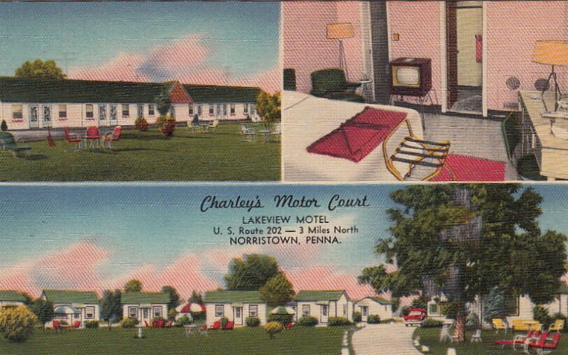 Postcard Charley's Motor Court Norristown PA #1