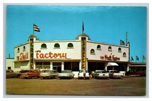 Vintage 1964 Postcard Antique Cars Parked The Shell Factory Fort Meyers Florida