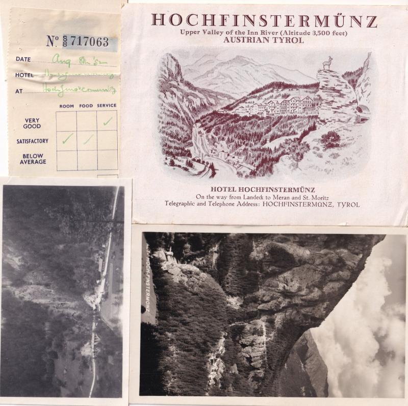 Hochfinstermunz Austria Tirol Hotel Map 4x 1950s Receipt Photo Set