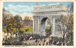 Newport News Virginia Memorial Arch Street View Antique Postcard K107454