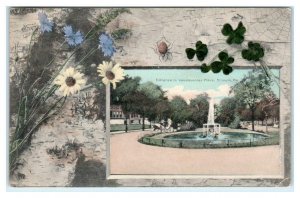 ST. LOUIS, MO ~ Handcolored ENTRANCE to VANDEVENTER PLACE Street Scene Postcard