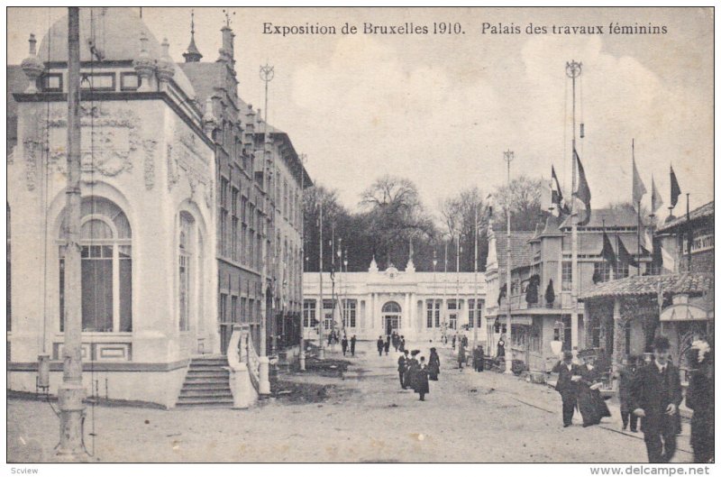 BRUSSELS, Belgium, 1910's; Exposition de Bruxelles 1910, Palais Des Travaux F...
