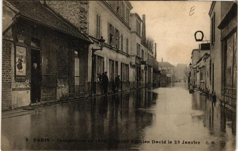 CPA PARIS Rue Felicien David INONDATIONS 1910 (605865)