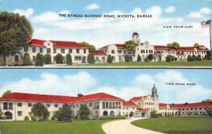 KS, Wichita   THE KANSAS MASONIC HOME   Split View     c1940's Linen Postcard