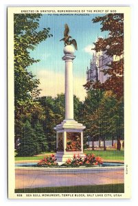 Sea Gull Monument Temple Block Salt Lake City Utah Postcard Mormon Pioneers