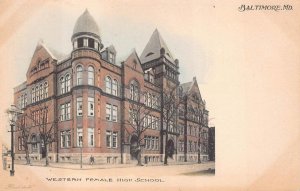 WESTERN FEMALE HIGH SCHOOL BALTIMORE MARYLAND HAND COLORED POSTCARD (c. 1905)