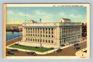 Columbus OH, US Post Office, Automobiles, Linen Ohio c1941 Postcard