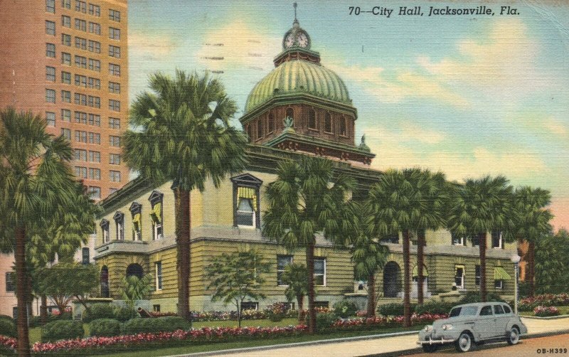 Vintage Postcard 1944 City Hall Government Office Building Jacksonville Florida