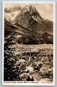 Germany Postcard Partenkirchen Towards Zugspitze Waxensteint c1930's RPPC Photo