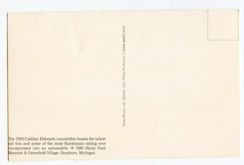 Postcard 1959 Cadillac Eldorado Convertible Standard View Card