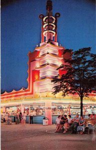 Palisades New Jersey Amusement Park Night Midway Scene Vintage Postcard AA10204