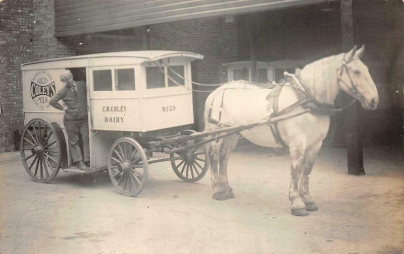 RPPC C. H. COLEY MILK WAGON FOR BABY BUFFALO NEW YORK REAL PHOTO POSTCARD 1930s