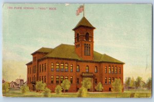 Soo Michigan MI Postcard The Park School Building Exterior c1910s Antique Trees