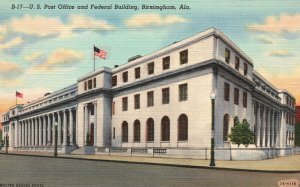 Vintage Postcard 1930's US Post Office & Federal Building Birmingham Alabama AL