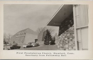 RPPC Postcard First Presbyterian Church Stamford CT Sanctuary Fellowship Hall