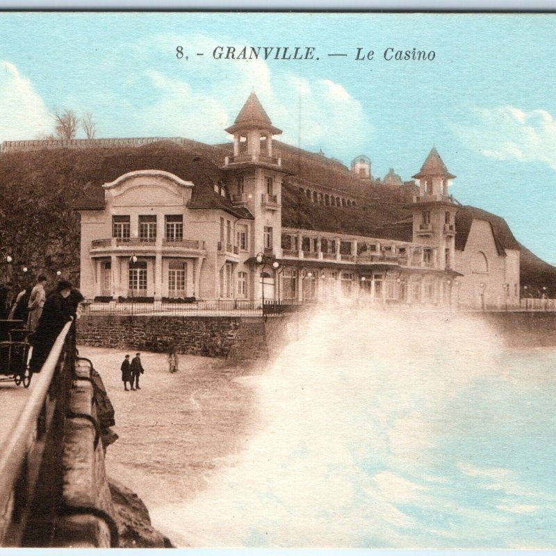 c1920s Granville France Casino Seaside Resort Beach Promenade Wave Stroller A353