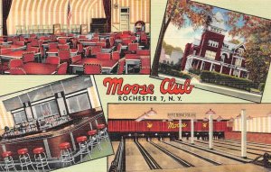 Rochester New York Moose Club, Multi-View Linen Vintage Postcard U11118
