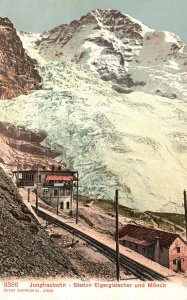 Vintage Postcard 1910s Jungfraubahn Station Eigergletscher Und Monch Switzerland