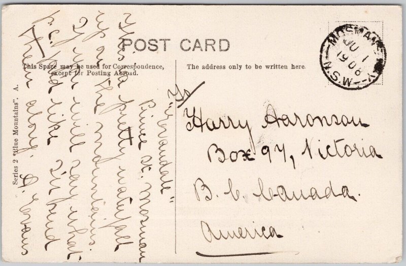 Blackheath Fall Australia 1908 Mosman ? Cancel Kerry Co Postcard H67