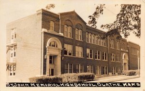 Real Photo Postcard St. John Memorial High School in Olathe, Kansas~115552